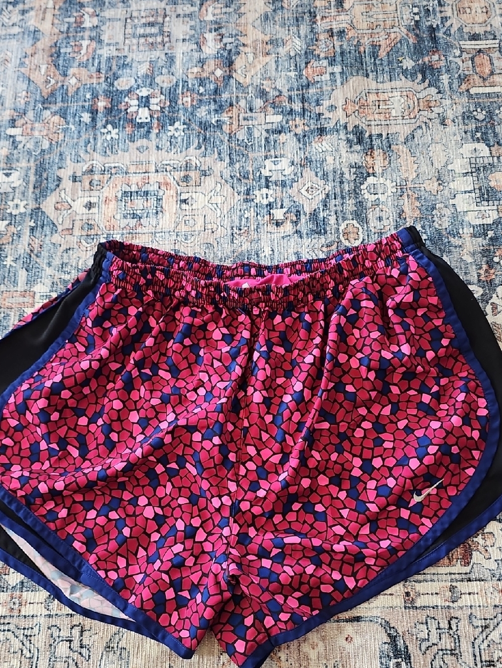 Nike Pink/Blue /Black Graphic Print Dri-FIT Shorts w/ Side Accent Of Black/Blue